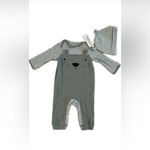 Cat and Jack NWT teddy romper with hat.